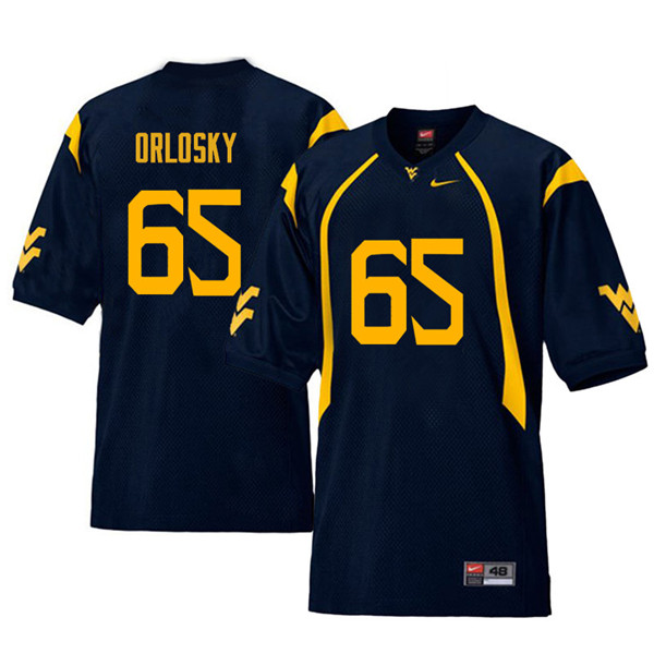 NCAA Men's Tyler Orlosky West Virginia Mountaineers Navy #65 Nike Stitched Football College Retro Authentic Jersey OS23M02WT